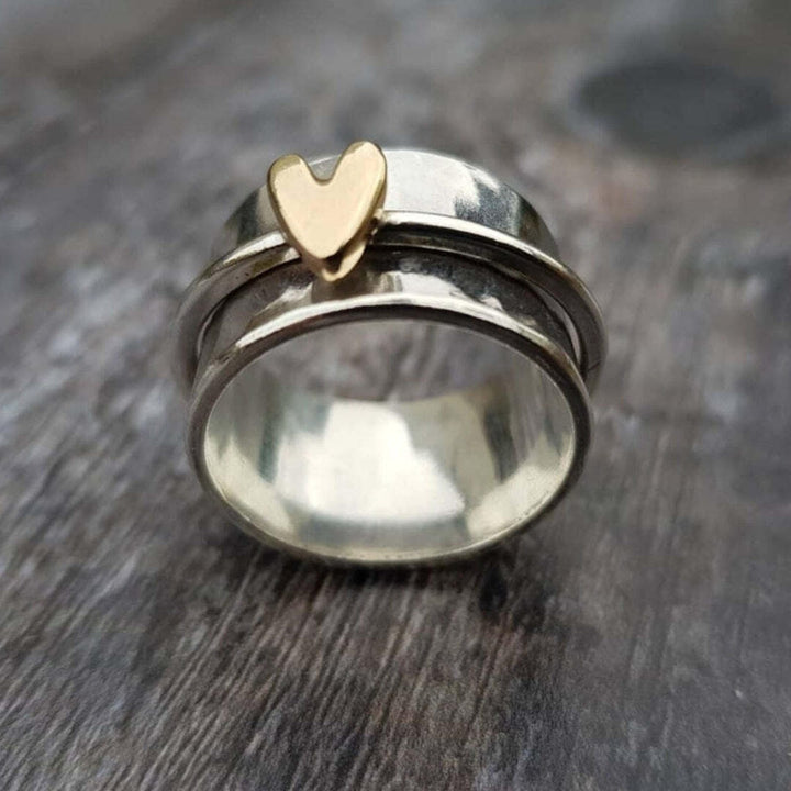 Antique Silver and Gold Heart-Shaped Ring