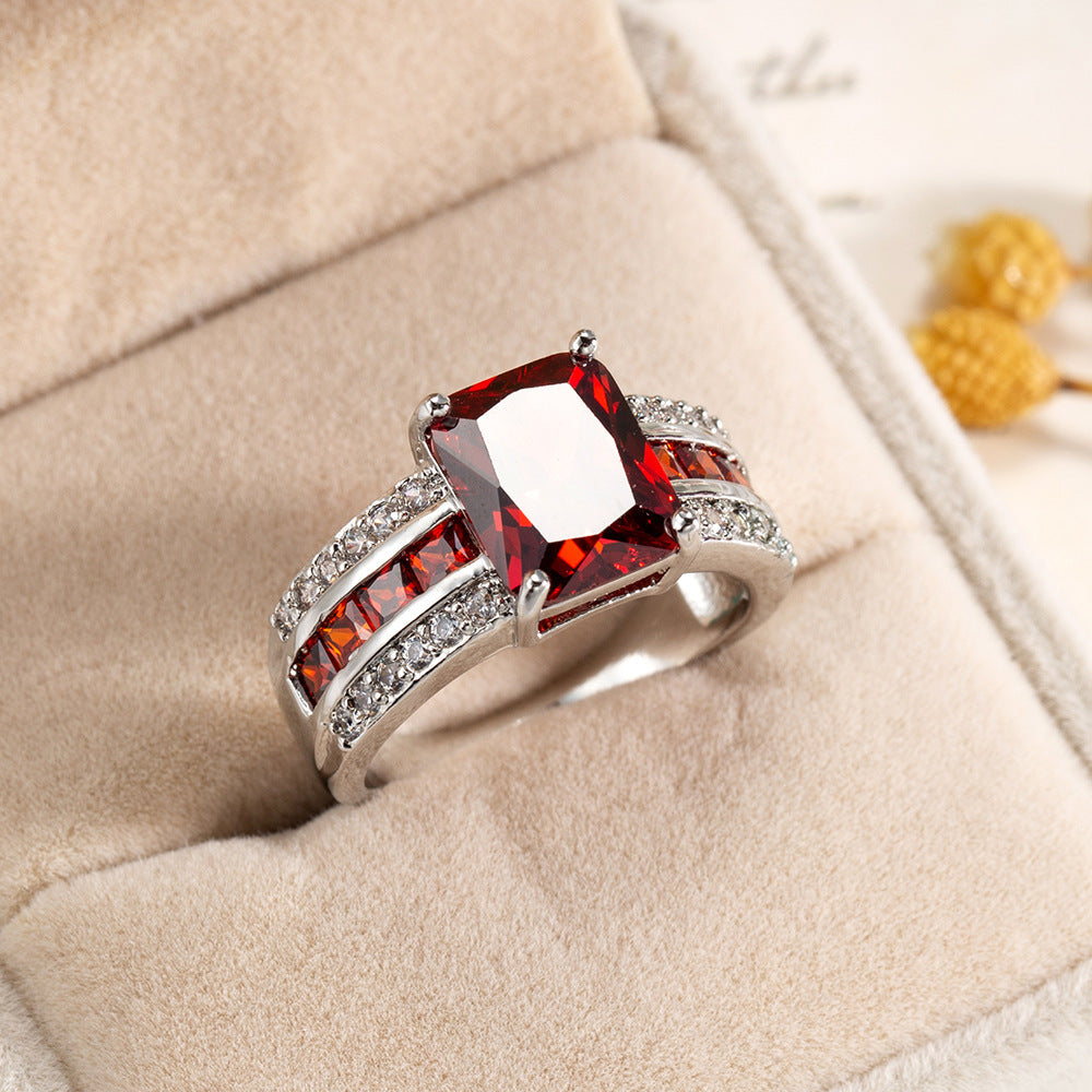Silver Ruby Dual-Band Ring