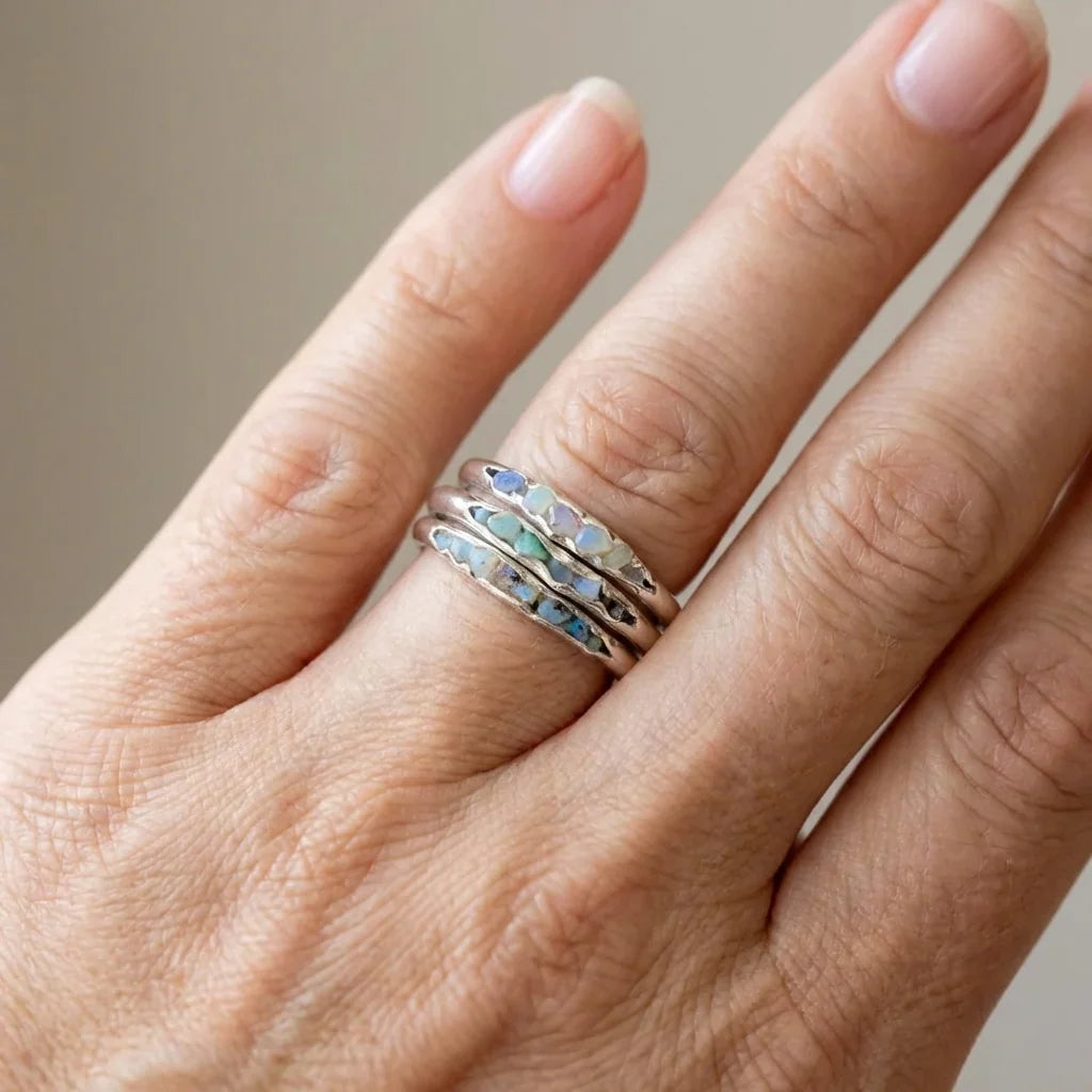 Elite Layered Blue Silver Ring