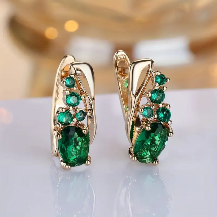 Emerald Cluster Drop Earrings in Gold