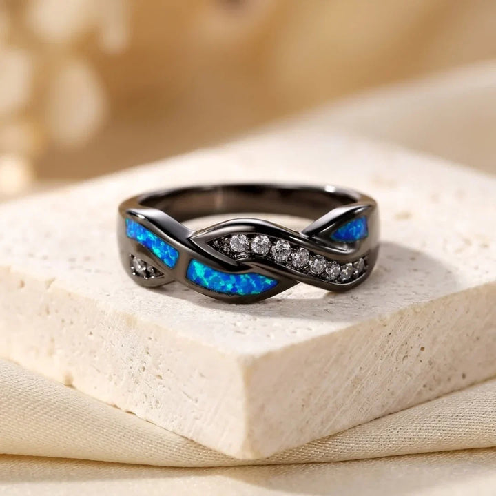 Twisted Silver Inlay Band Ring