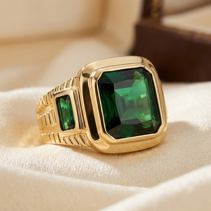 Emerald Gold Signet Ring