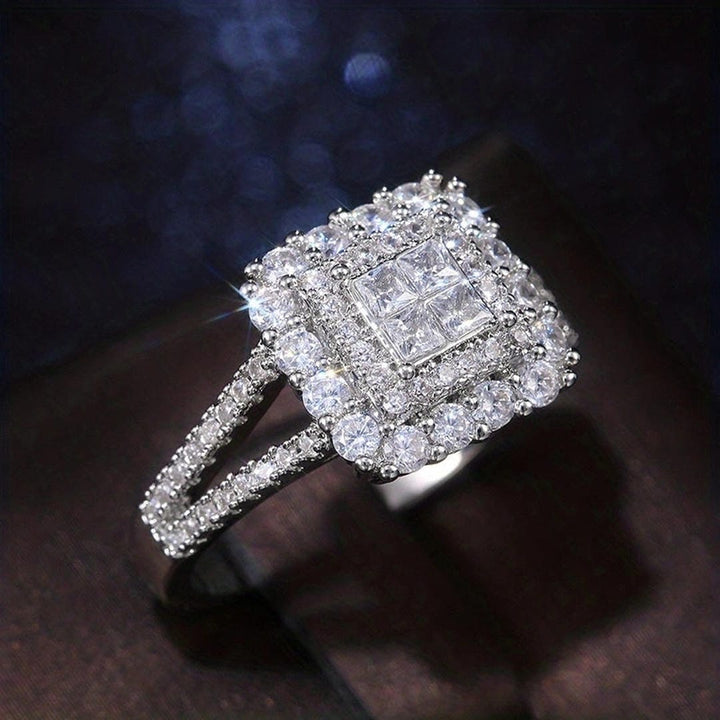 Square Cut Zirconia Bridal Ring