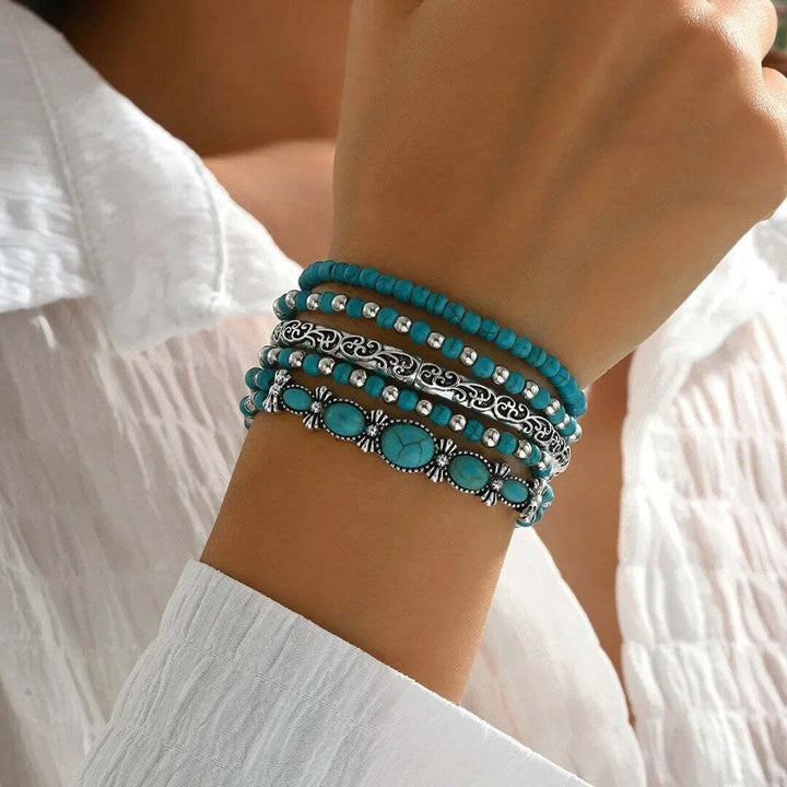 Turquoise Boho Beaded Bracelet Set