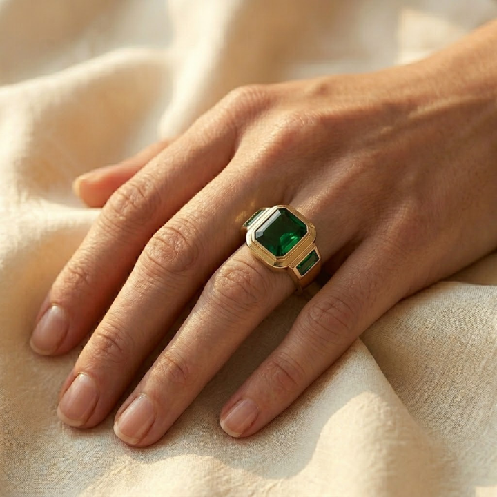 Gold and Emerald Signet Ring