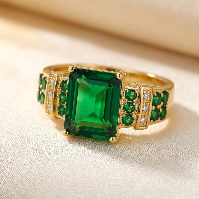 Emerald and Gold Multi-Stone Ring