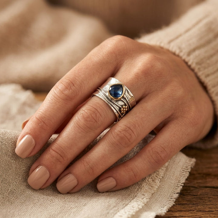 Silver and Gold Accent Ring with Bezel Design