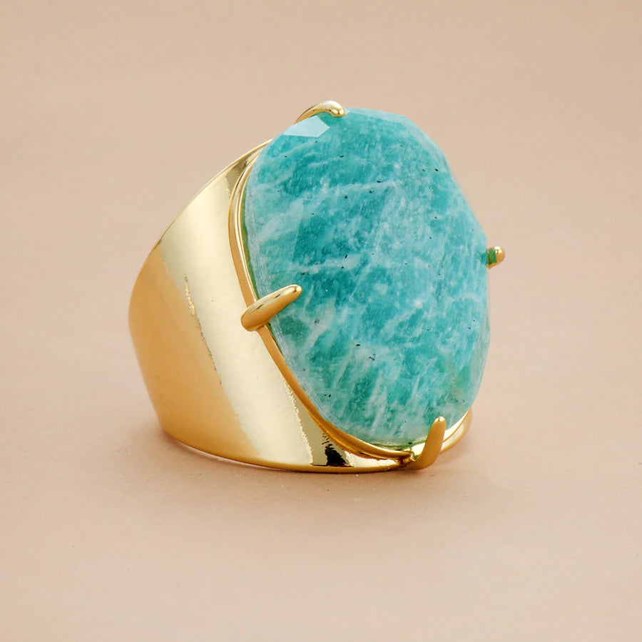 Fortunate Amazonite Deity Ring
