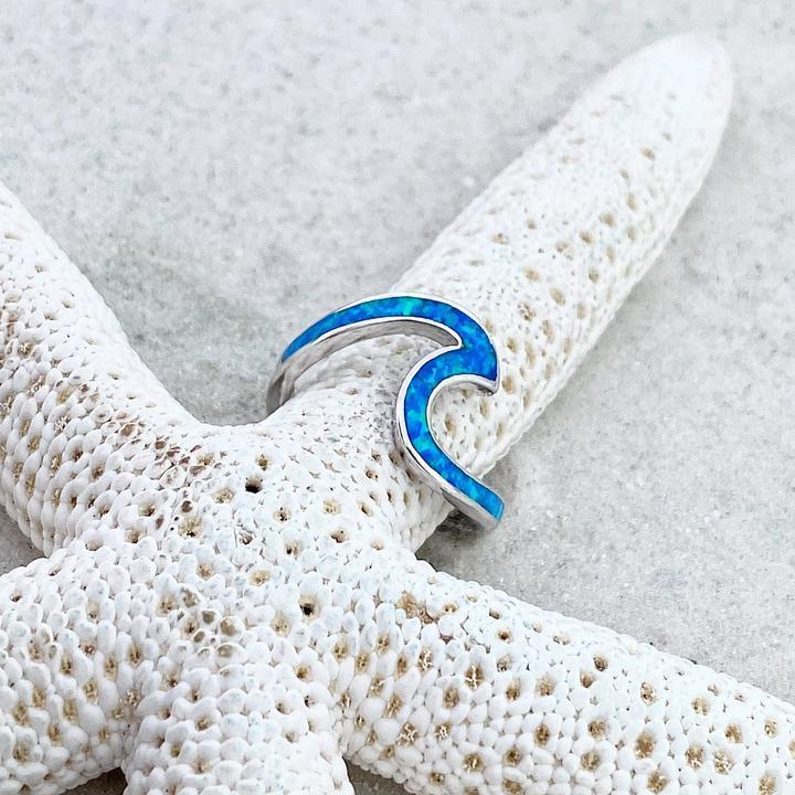 Ocean Wave Ring in Opal and Sterling Silver