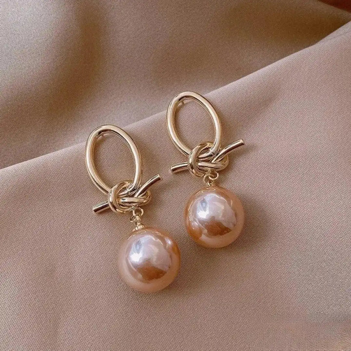 Stylish Pink Pearl Drop Earrings