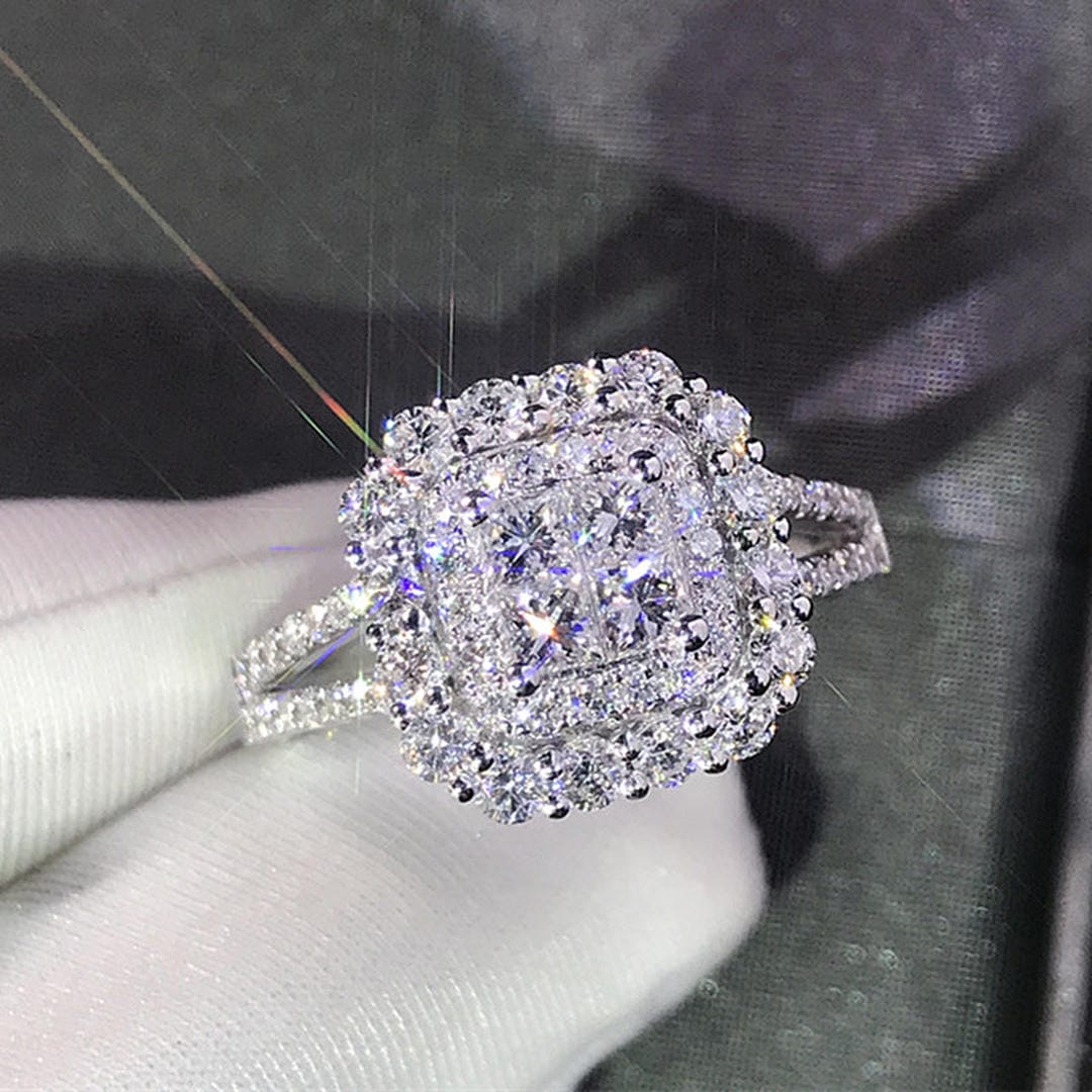 Square Cut Zirconia Bridal Ring