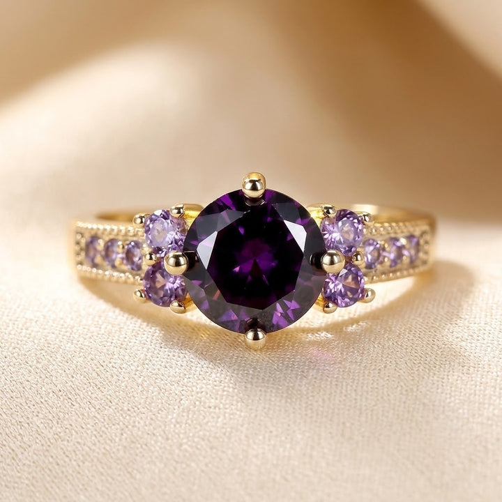Gold Amethyst Statement Ring