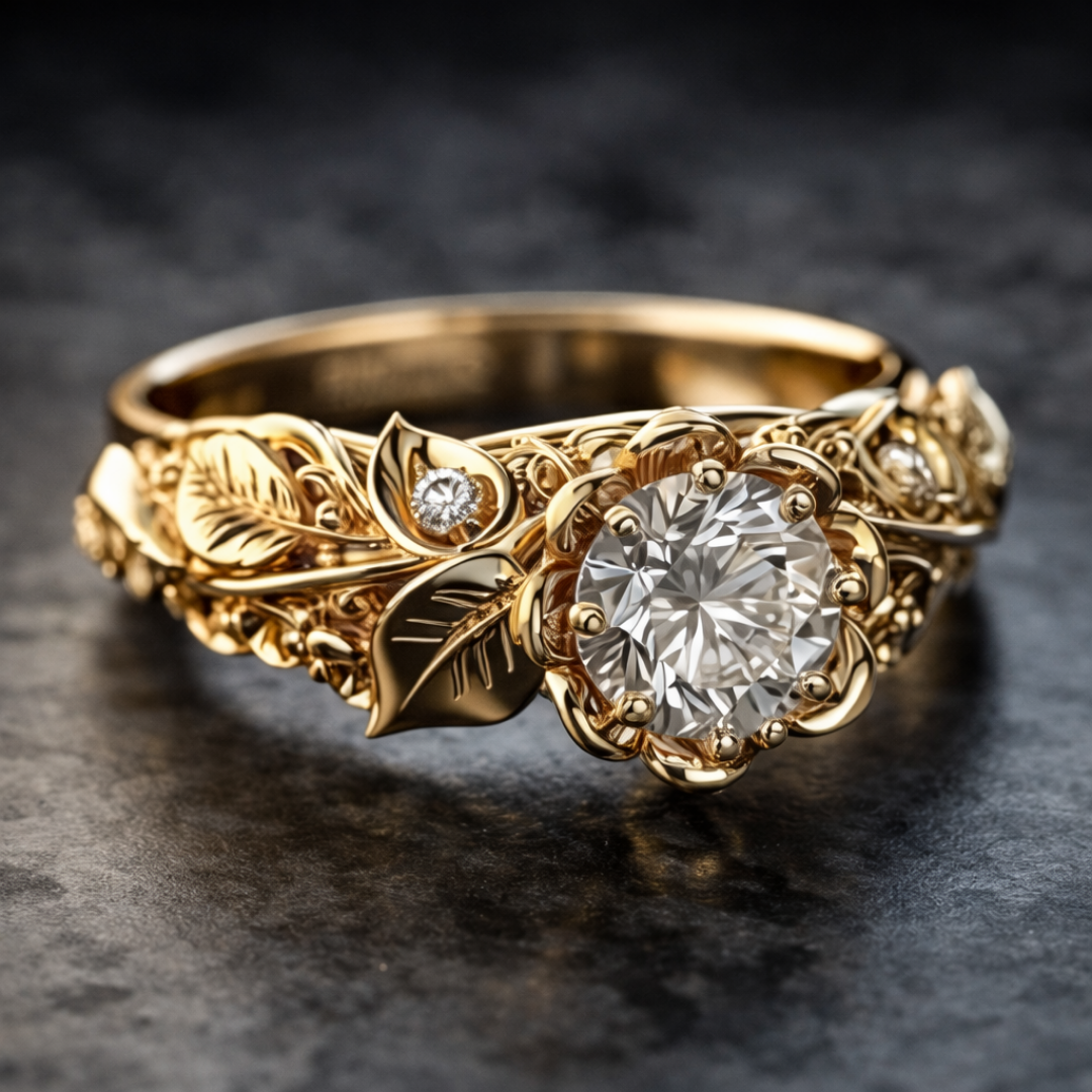 Gold Leaf Zirconia Ring