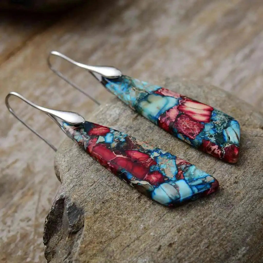 Antique-Inspired Silver and Gold Earrings with Vibrant Gemstones