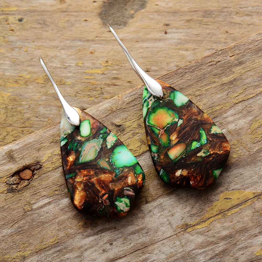 Geometric Jasper Drop Earrings