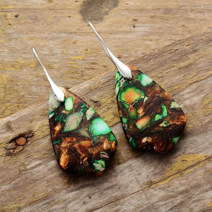 Geometric Jasper Drop Earrings