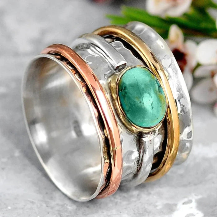 Tri-Color Bezel Accent Ring in Silver, Gold, and Rose Gold