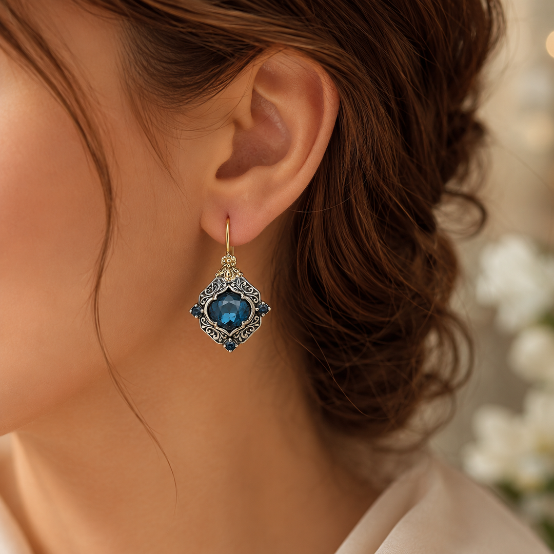 Prestigious Blue Crystal Earrings