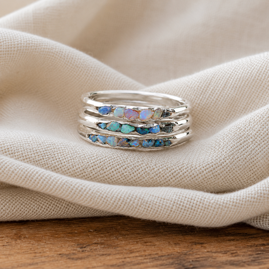 Elite Layered Blue Silver Ring