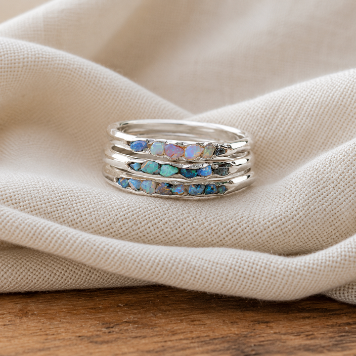 Elite Layered Blue Silver Ring