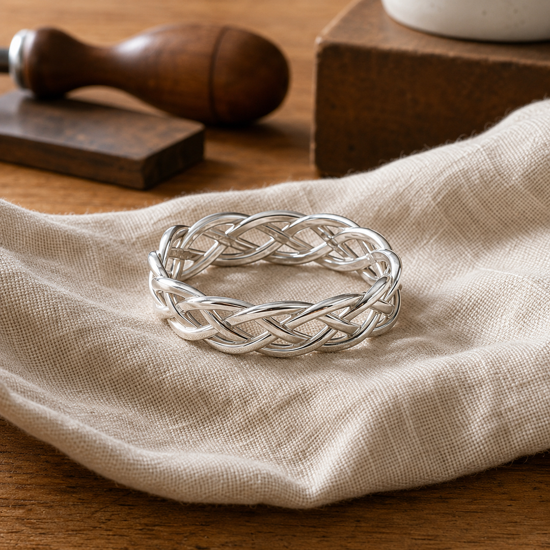 Twisted Silver Woven Band Ring