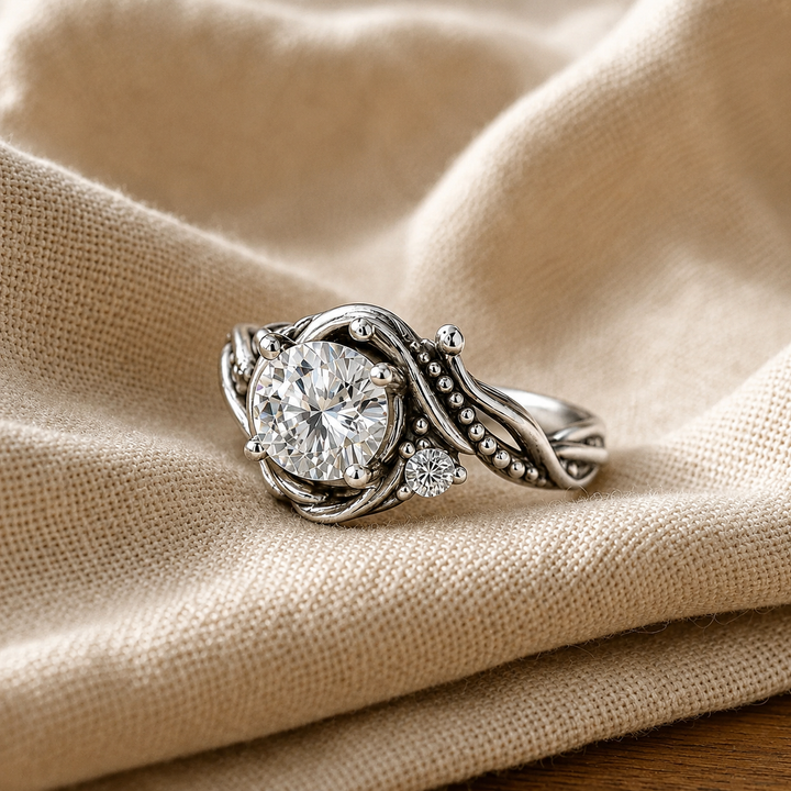 Elegant Silver Branch Zirconia Ring
