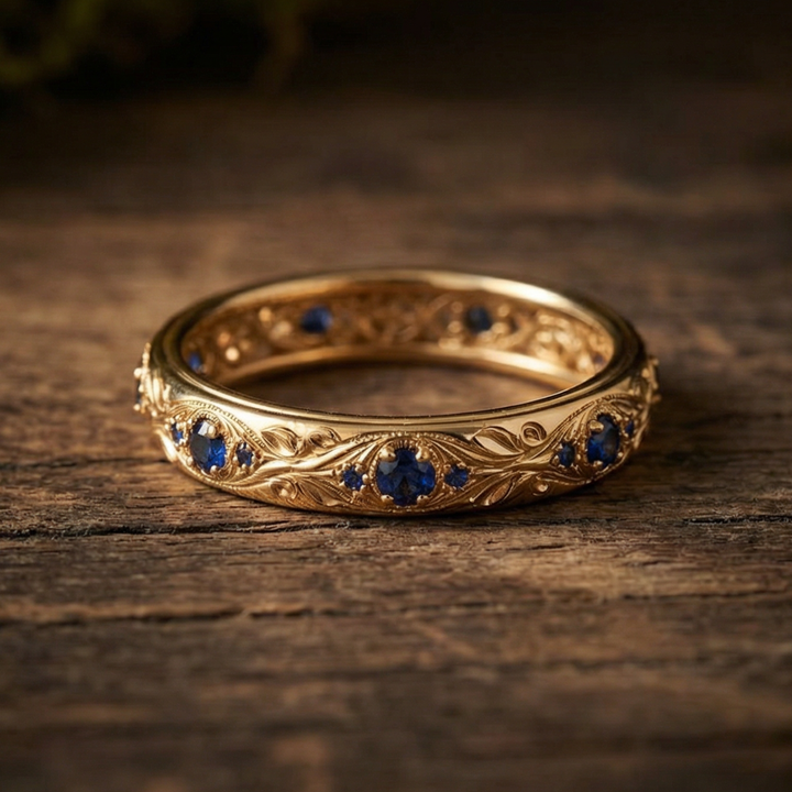 Stunning Blue Zirconia Leaf-Inspired Ring