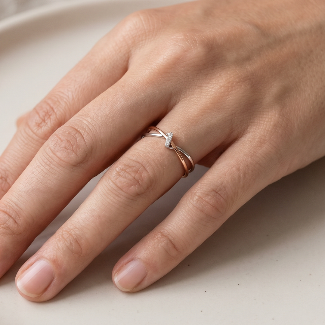 Retro Gold and Silver Twisted Band Ring