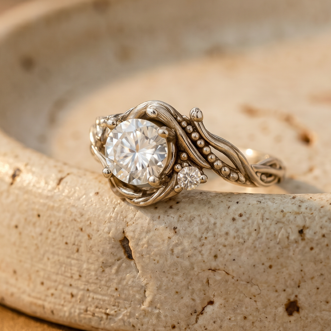 Elegant Silver Branch Zirconia Ring