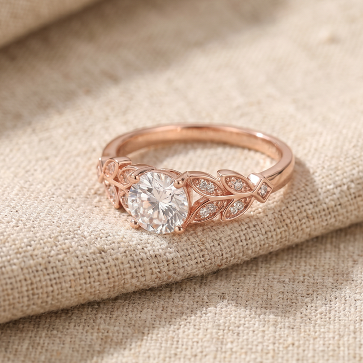Zirconia Gold Ring with Exotic Floral Crown Design