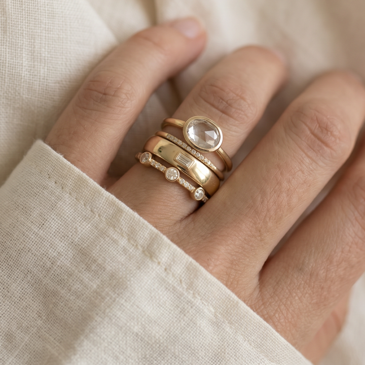 Lily - Antique Gold & Zirconia Ring Collection