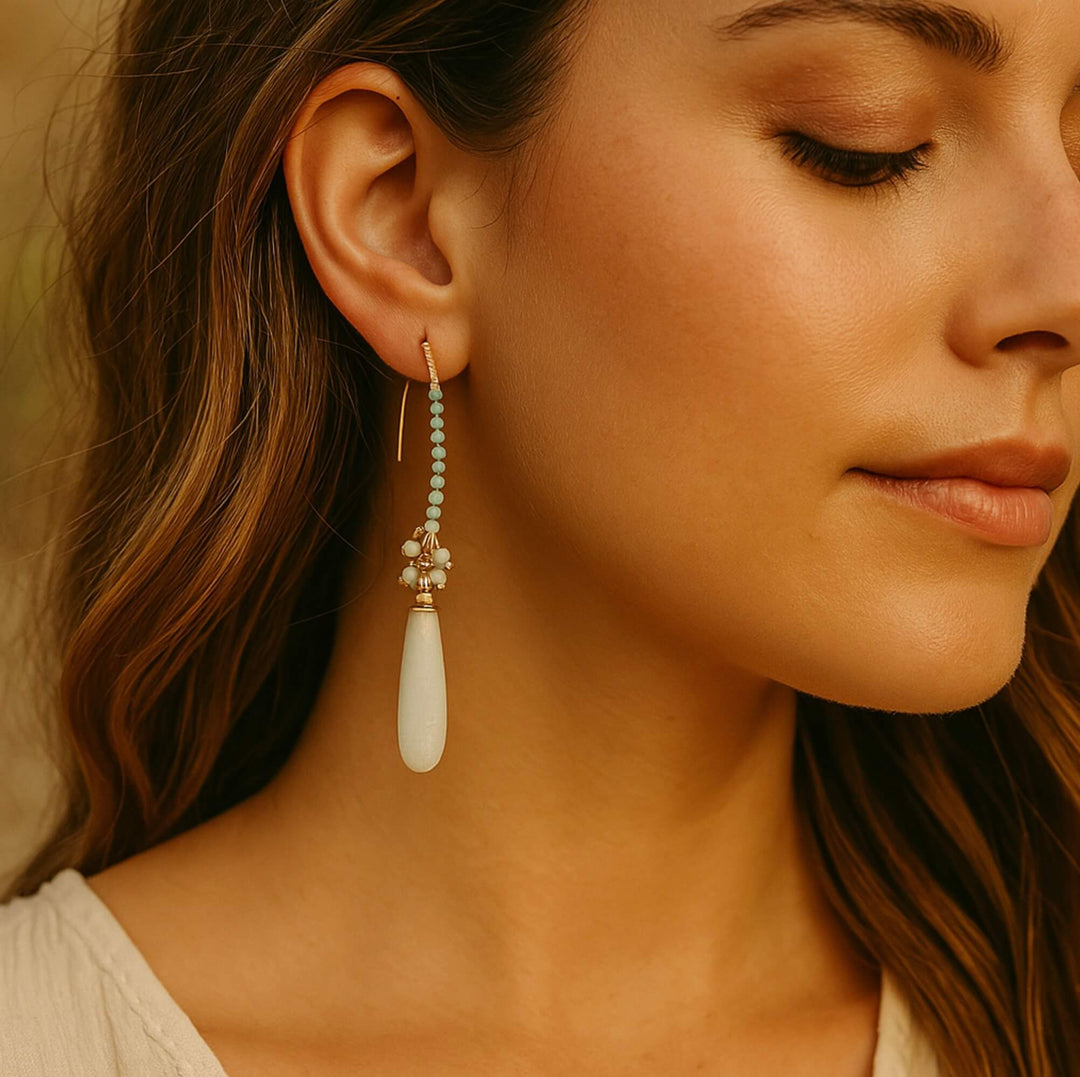 Sophisticated Amazonite and Gold Dangle Earrings