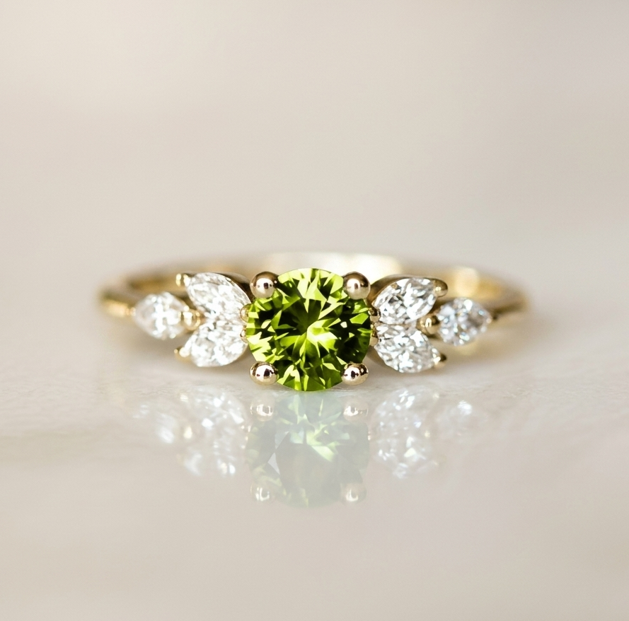 Vintage Olive Zirconia Ring