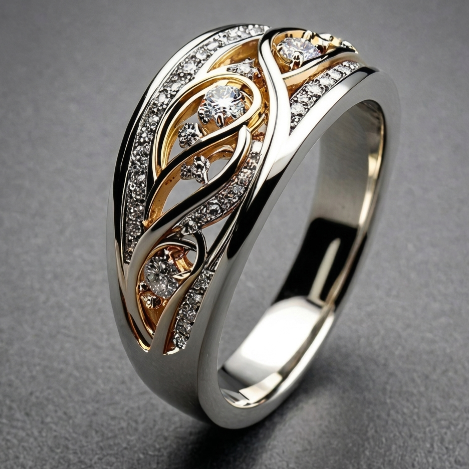 Gold Silver Hoop Ring