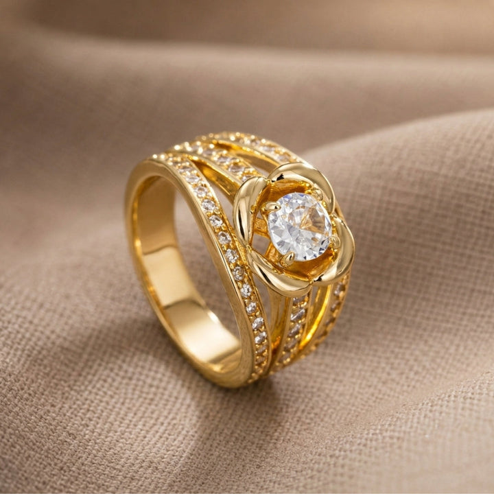 Infinity Gold Crystal Ring
