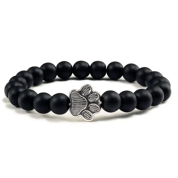 Natural Stone Beaded Paw Print Bracelet