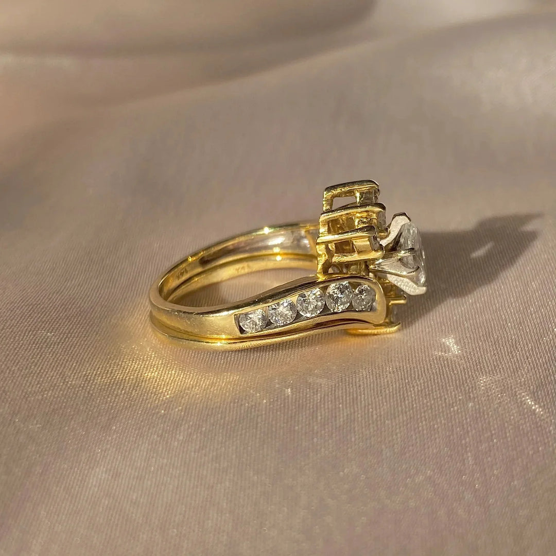 Vintage Gold Inlaid Zirconia Ring