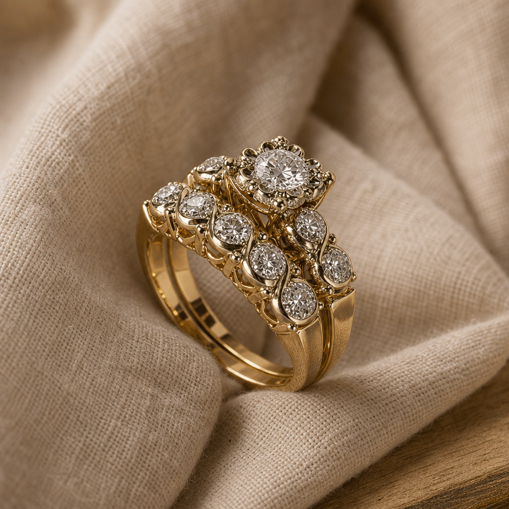 Exquisite Shimmering Cluster Gold Ring