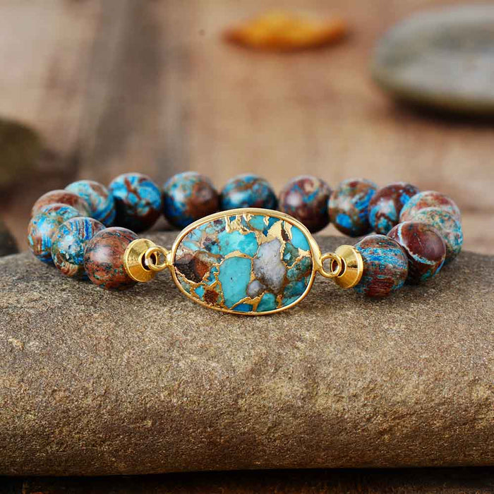 Bronzite Beaded Charm Bracelet
