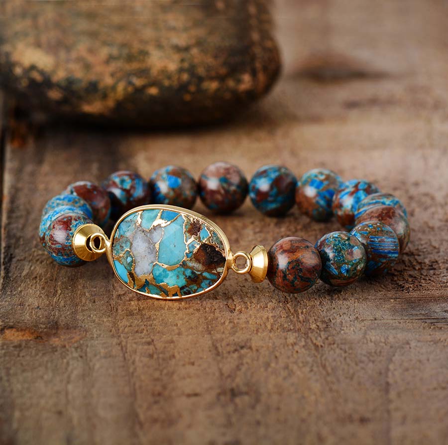 Bronzite Beaded Charm Bracelet