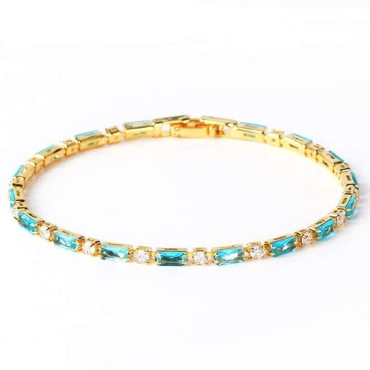 Turquoise Stone Bracelet with Gold Zircon Accents