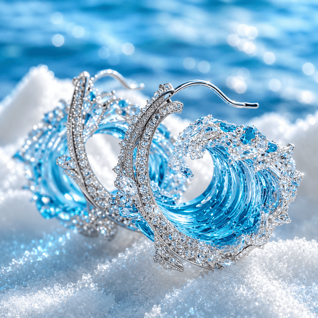 Ocean's Oath White Gold Earrings