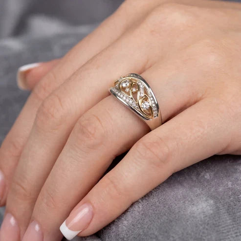 Hollow Gold Silvered Ring