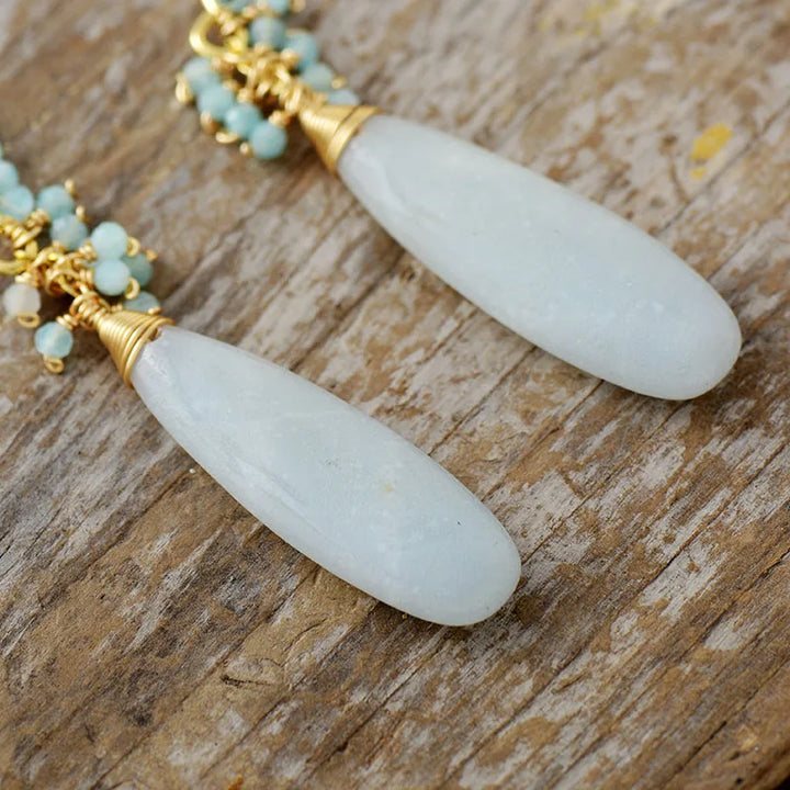 Sophisticated Amazonite and Gold Dangle Earrings