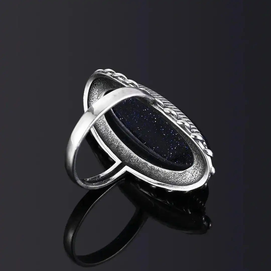 Antique Silver Blue Sandstone Ring