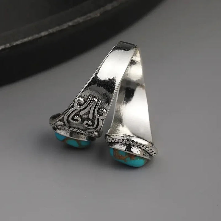 Chic Retro Turquoise Cross Design Band Ring
