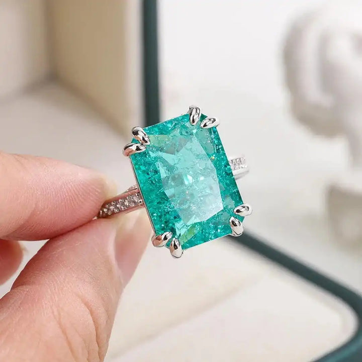 Stunning Blue-Green Moissanite Ring