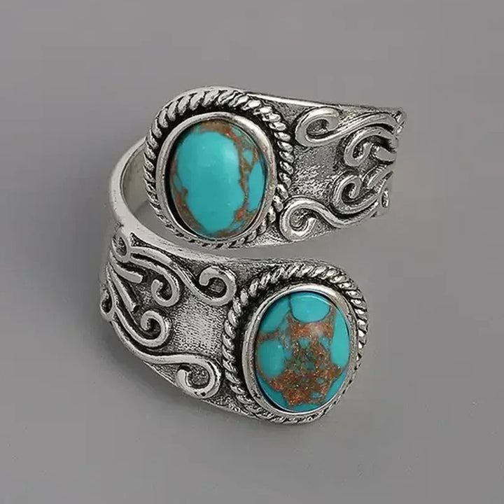Charming Retro Turquoise Cross Band Ring