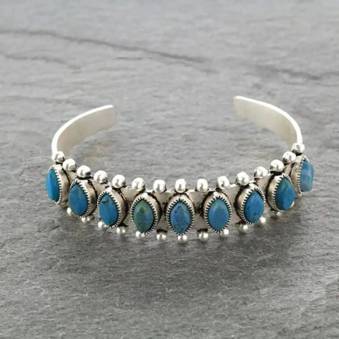 Antique Tibetan Silver Gemstone Bracelet
