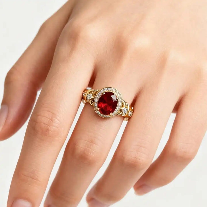Ruby Halo Knot Statement Band